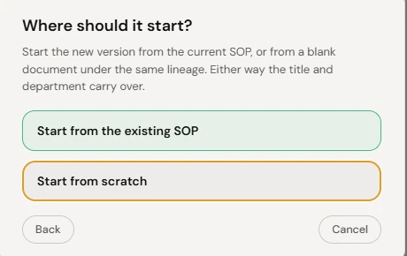 Start a new version from the existing guide or from scratch.