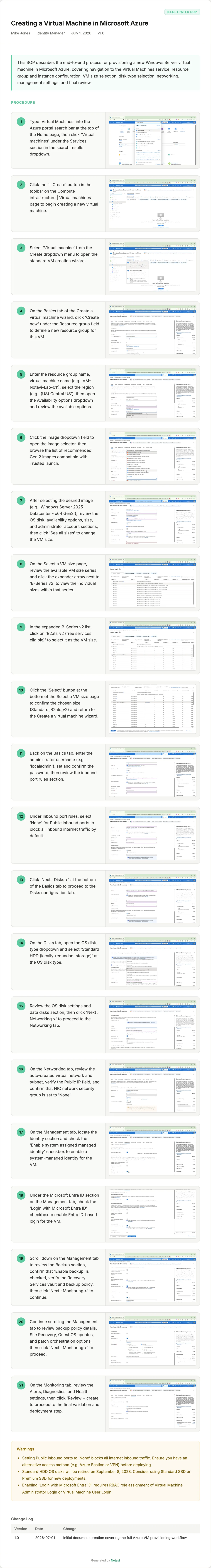 Full Creating a Virtual Machine in Microsoft Azure — two-column export